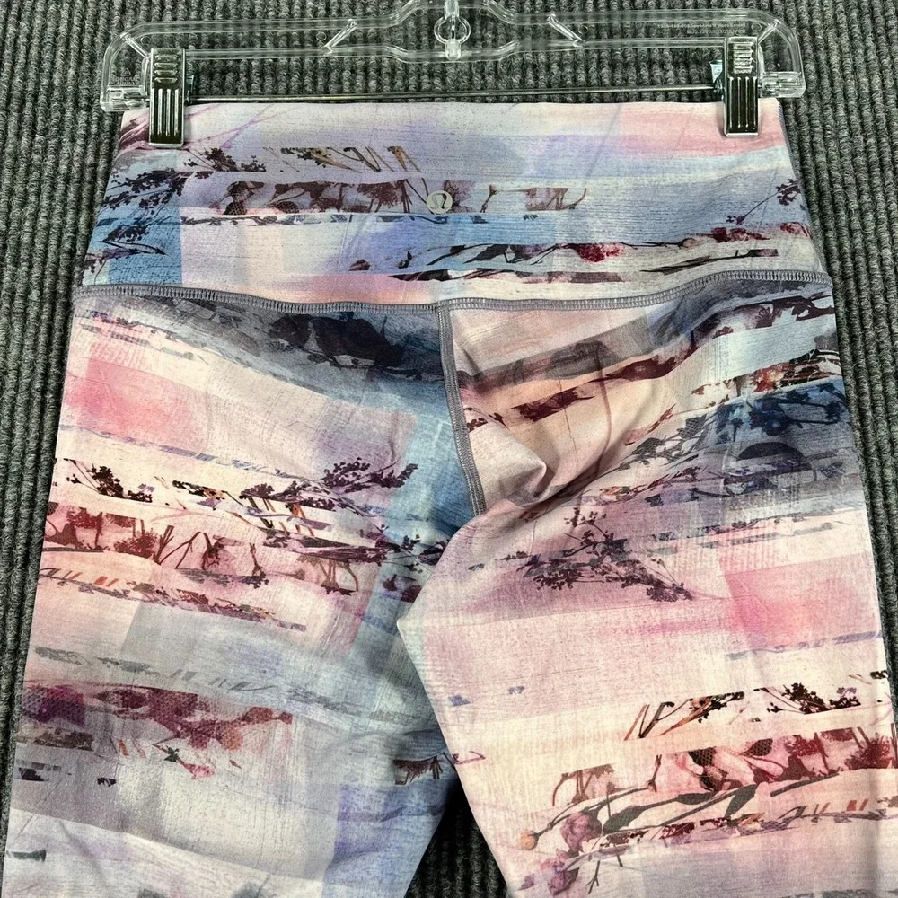 Lululemon Wunder Under High Rise Leggings Womens 8 Purple Striped Active Casual
